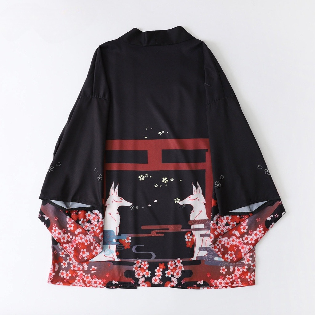 Women'S Fashion Kimono - Fashion Fox Print Summer Beach Yukata