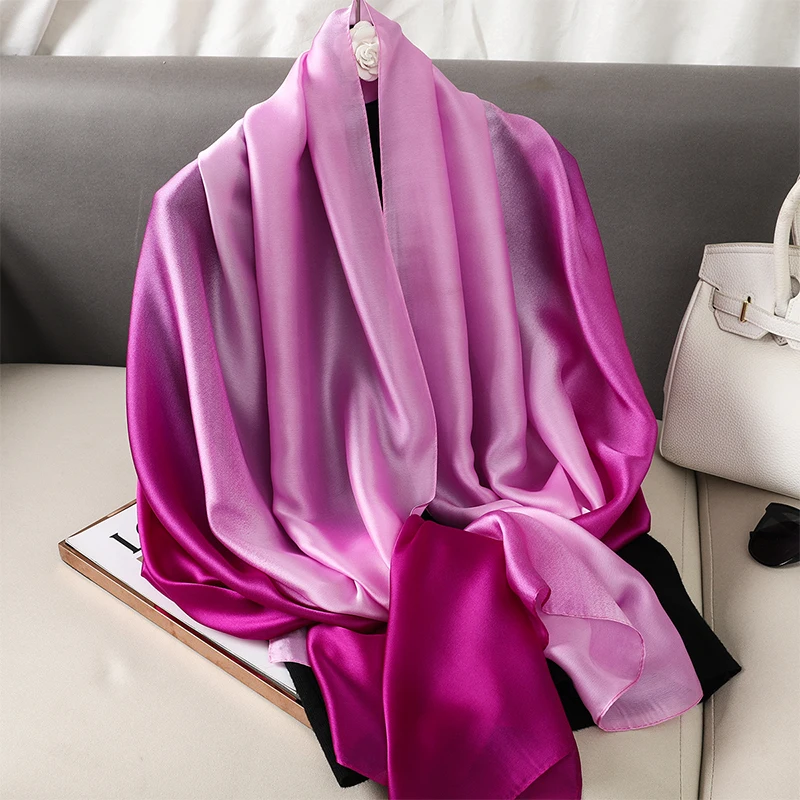 Women'S Fashion Poncho - Luxury Gradient Silk Scarf Women Brand