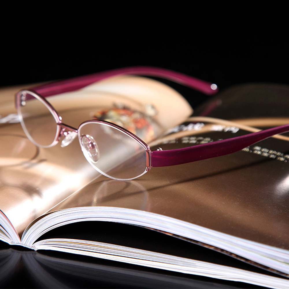 Women'S Fashion Glasses With Clear Lenses - Semi-Rim Tr90 Leg Anti-Fatigue Coated Lenses