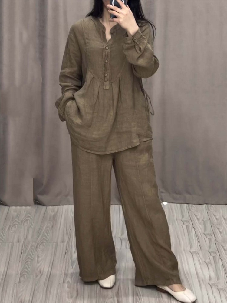 Wide Leg Palazzo Pants - Women's 2 Piece Set Fashion Office