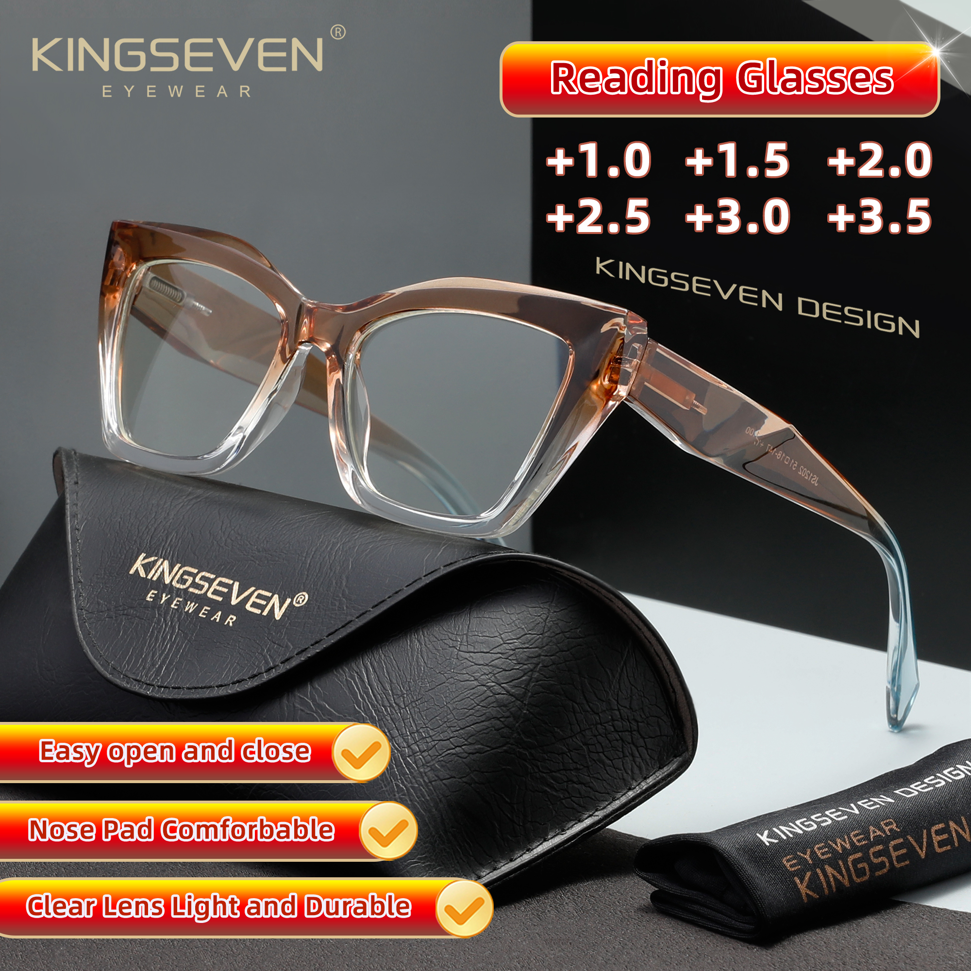 Women'S Fashion Glasses With Clear Lenses - KINGSEVEN Trendy Women Reading Glasses Hyperopia
