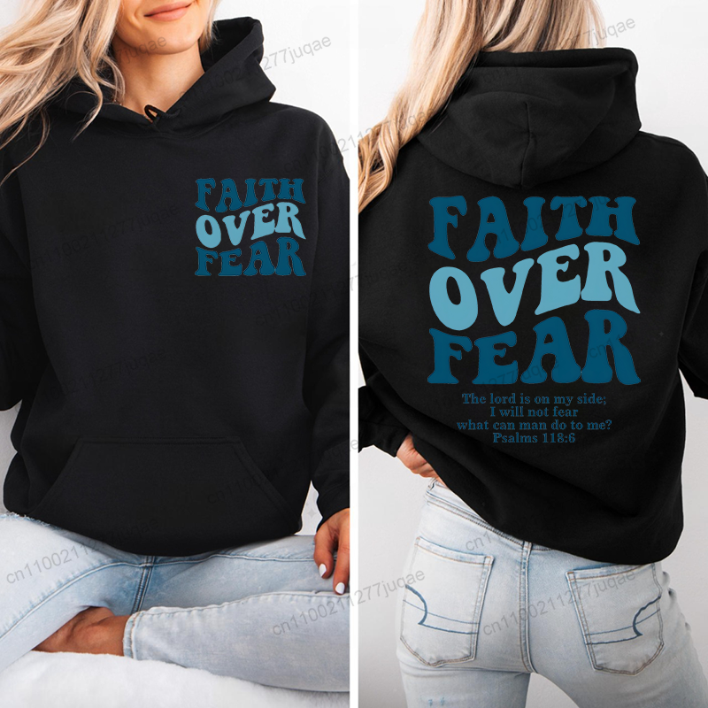 Faith Over Fear Print Sweatshi - Women Fashion Over 50 评论和价格