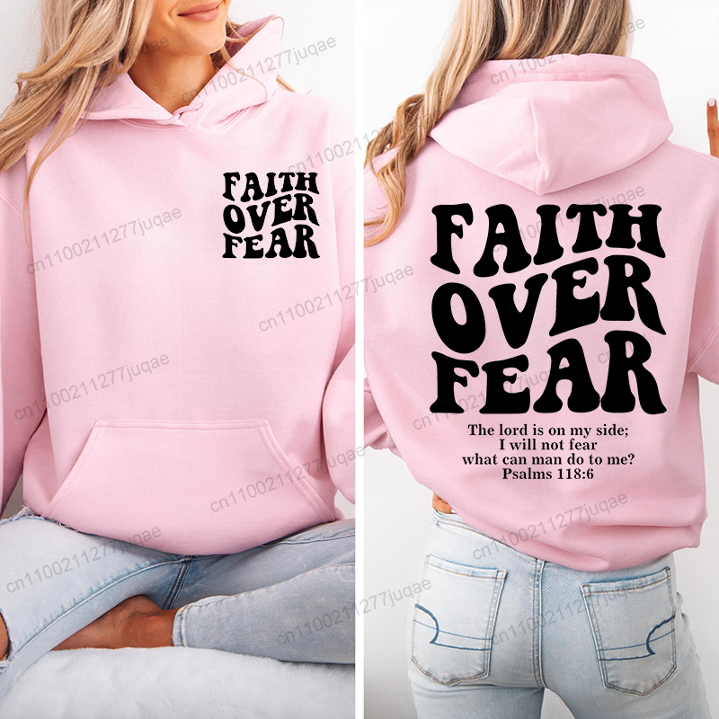 Faith Over Fear Print Sweatshi - Women Fashion Over 50 评论和价格