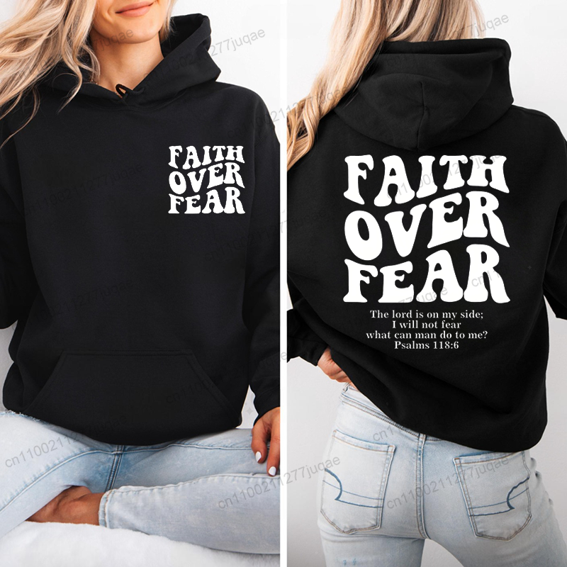 Faith Over Fear Print Sweatshi - Women Fashion Over 50 评论和价格