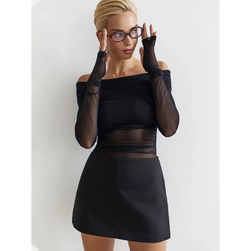 Women  Mesh Off Shoulder Top S - Women'S Fashion 评论和价格