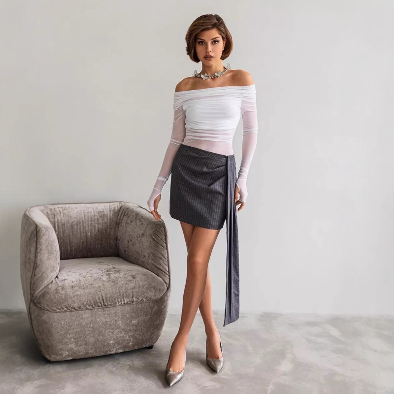 Women  Mesh Off Shoulder Top S - Women'S Fashion 评论和价格