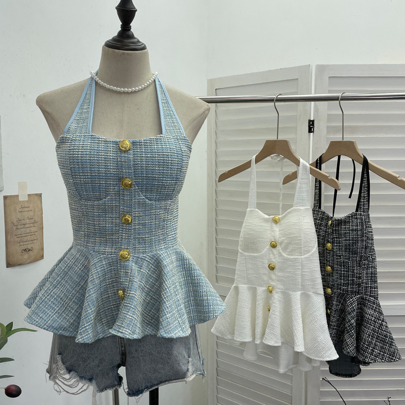 ISAROSE Tweed Halter Tops for  - Women'S Fashion Umbrella 评论和价格