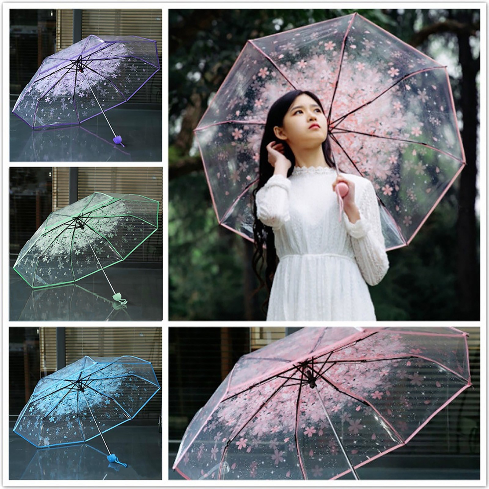 Sakura Transparent Folding Umb - Women'S Fashion Umbrella 评论和价格