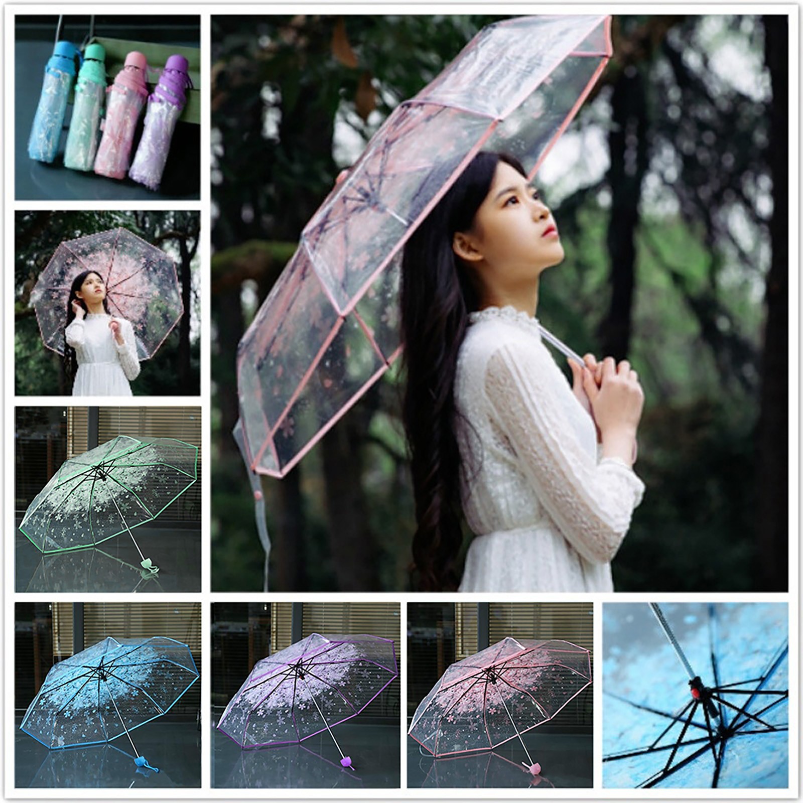 Sakura Transparent Folding Umb - Women'S Fashion Umbrella 评论和价格