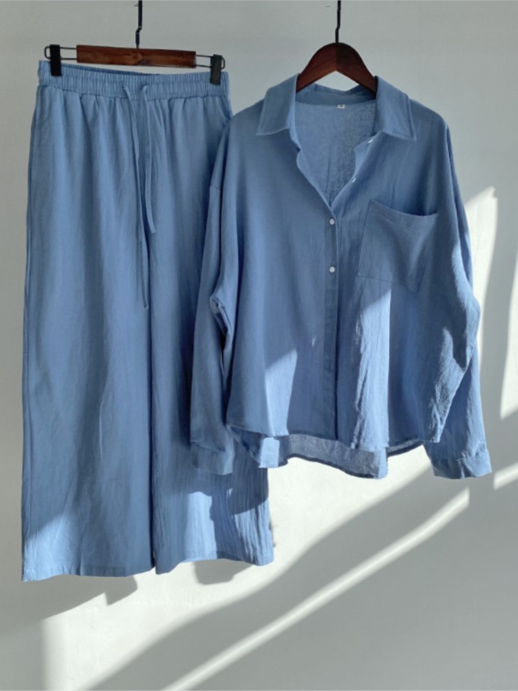 Spring Women's Two Piece Set C - Wide Leg Palazzo Pants 评论和价格