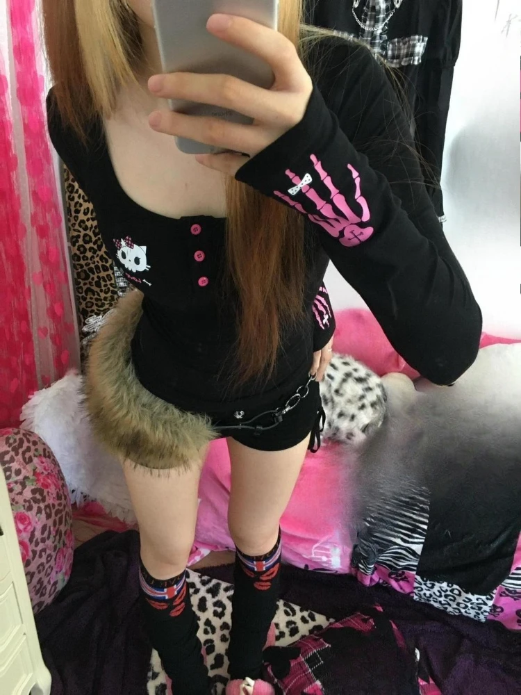 Y2K Vintage Cartoon Print T-Sh - Women'S Fashion 评论和价格