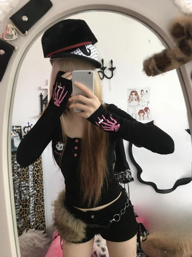 Y2K Vintage Cartoon Print T-Sh - Women'S Fashion 评论和价格