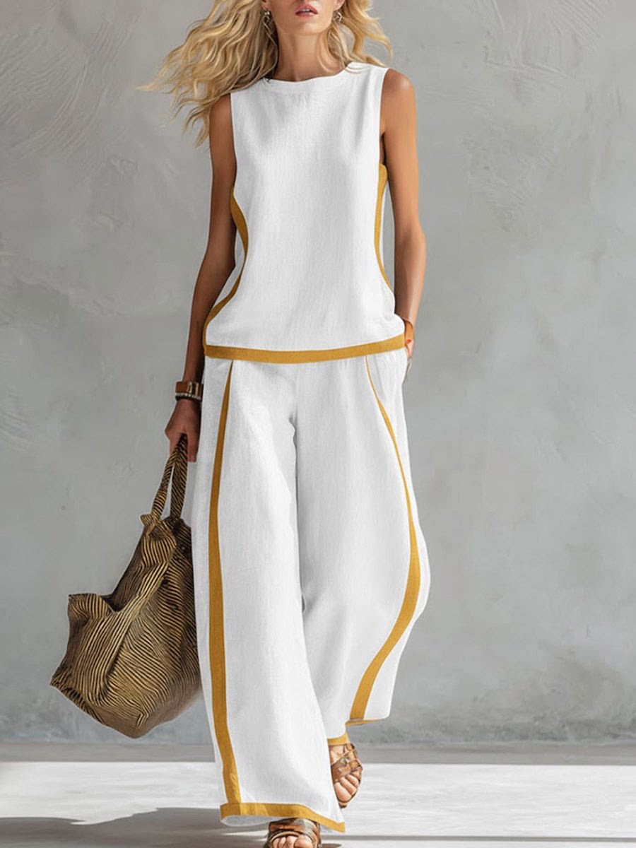 Simple Stripe Print Women's Su - Wide Leg Palazzo Pants 评论和价格