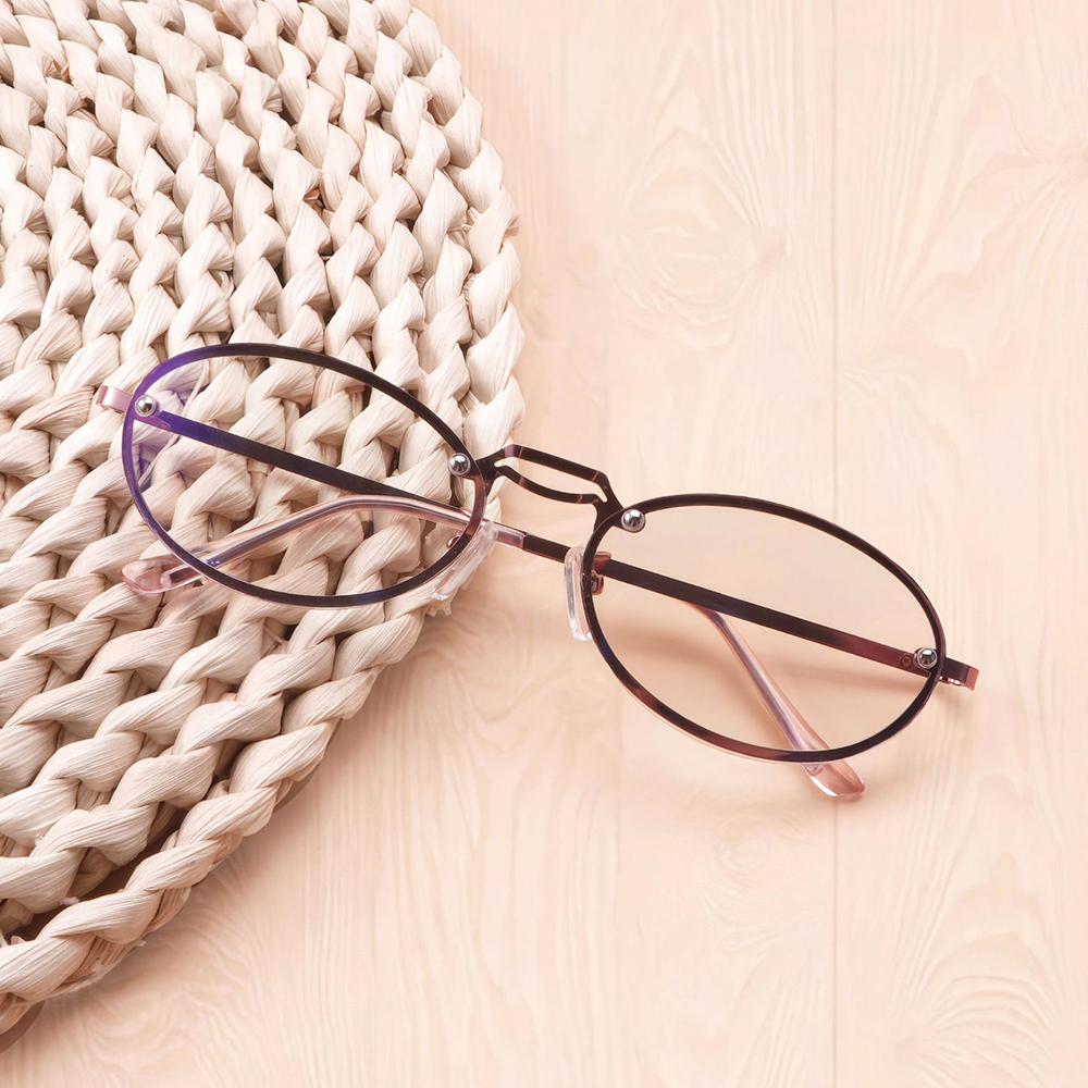 Women's Oval Purple Anti Blue  - Women'S Fashion Glasses With Clear Lenses 评论和价格