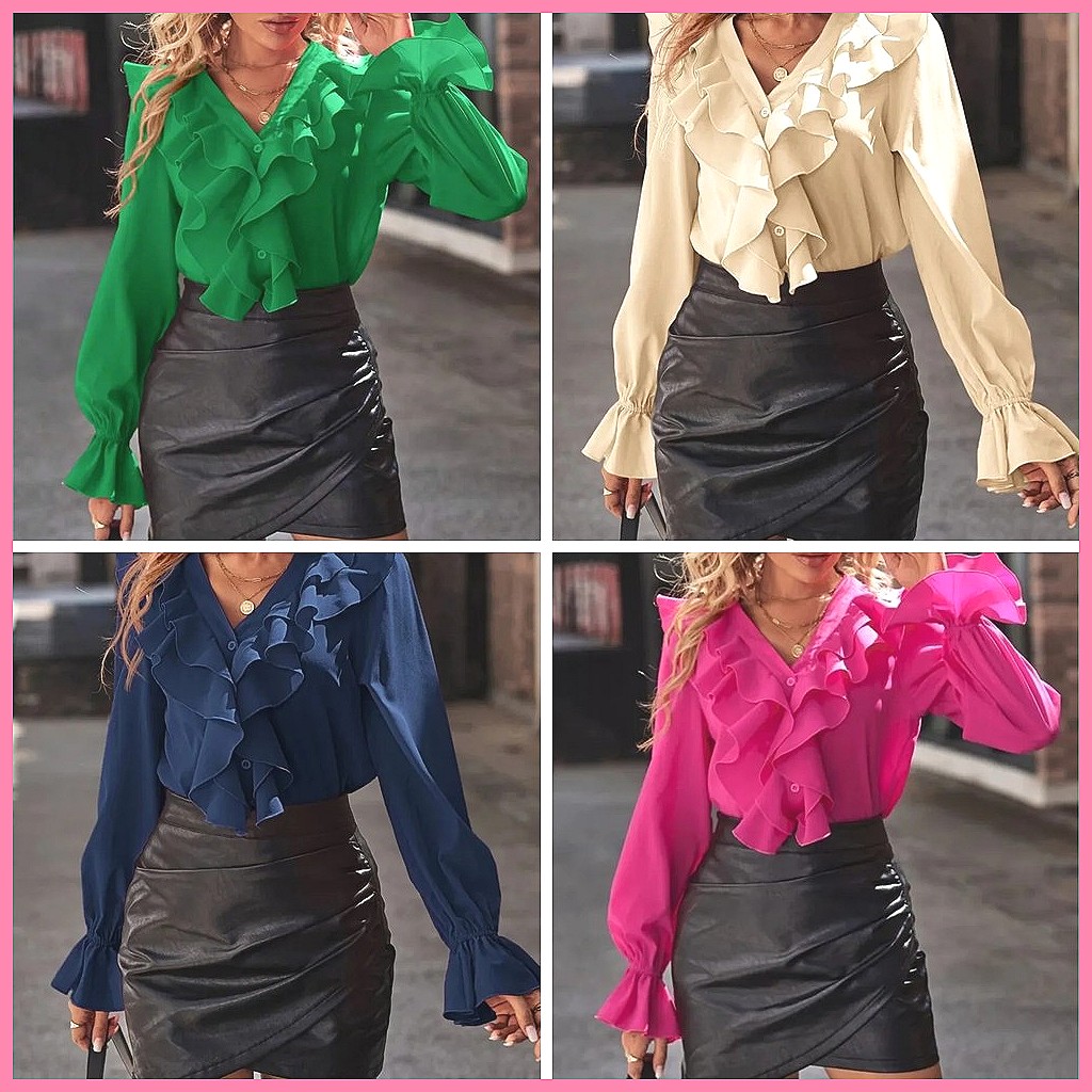 2025 Fashion V-Neck Ruffle Fla - Women'S Fashion 评论和价格