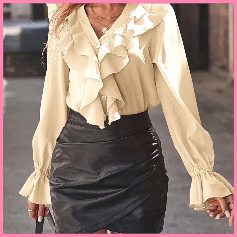 2025 Fashion V-Neck Ruffle Fla - Women'S Fashion 评论和价格