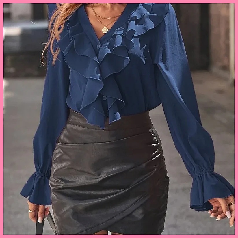 2025 Fashion V-Neck Ruffle Fla - Women'S Fashion 评论和价格