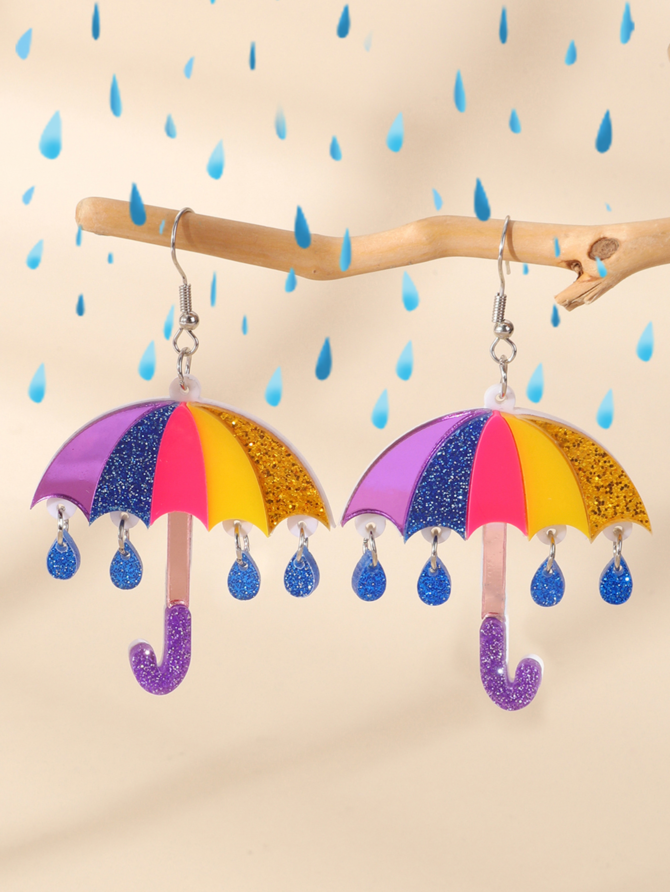 1pair Cute Acrylic Rainbow Col - Women'S Fashion Umbrella 评论和价格