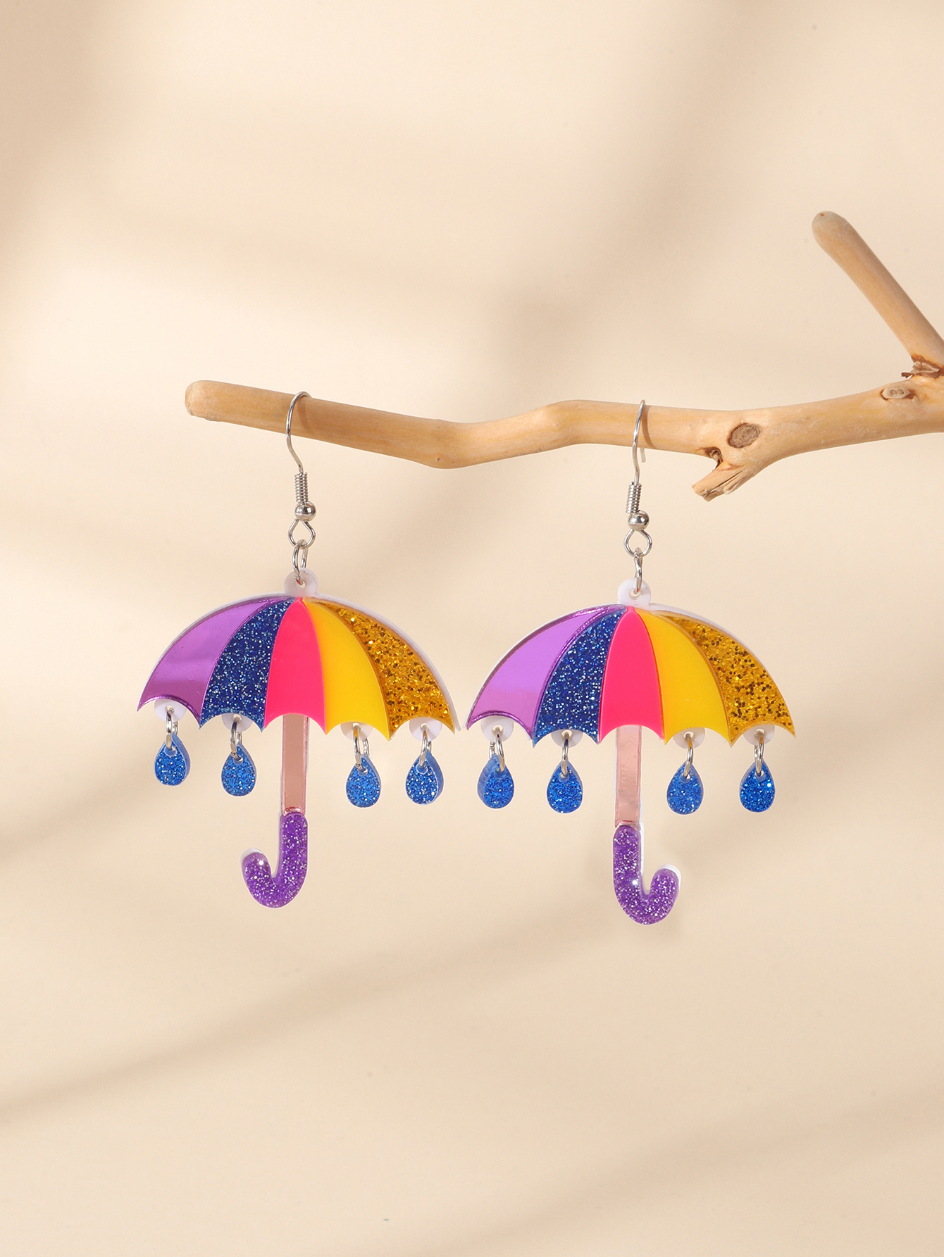 1pair Cute Acrylic Rainbow Col - Women'S Fashion Umbrella 评论和价格