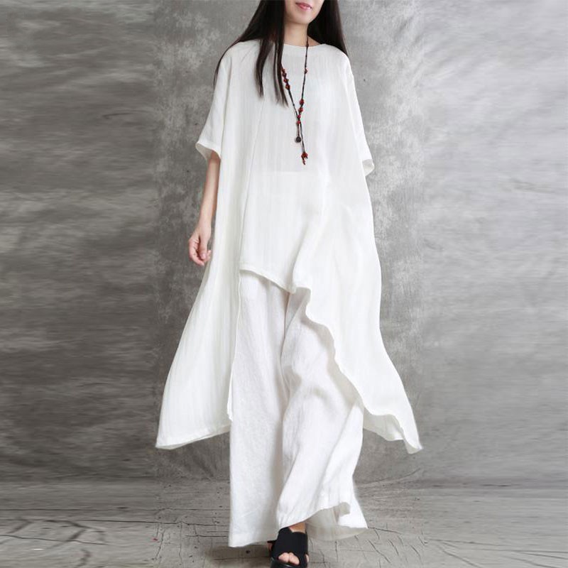 Women's Cotton Linen 2-piece S - Wide Leg Palazzo Pants 评论和价格