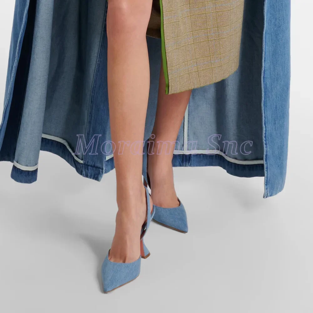 Denim Pointed Toe Sandals Wine - Women Fashion Trend 2025 评论和价格