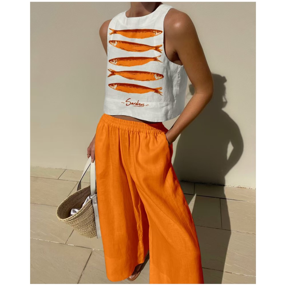 Bohemian Casual Vest And Long  - Wide Leg Palazzo Pants 评论和价格