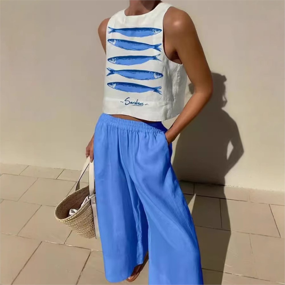 Bohemian Casual Vest And Long  - Wide Leg Palazzo Pants 评论和价格