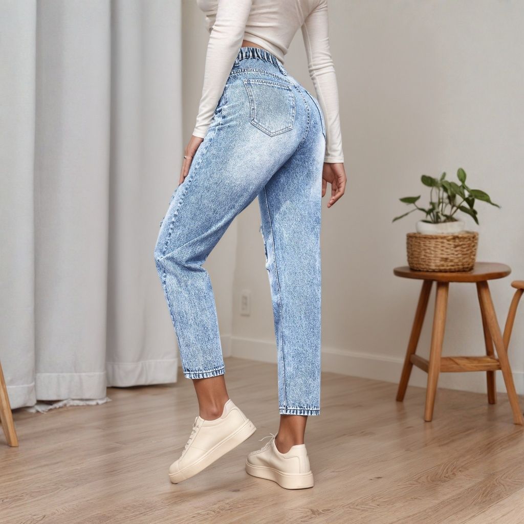 Women's Slim Fit Jeans with Ri - Mom Jeans Women 评论和价格