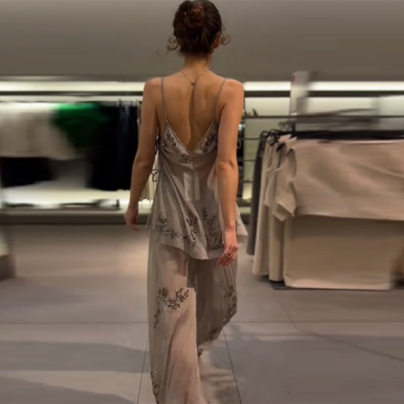 2026 New Women Grey Two-piece  - Wide Leg Palazzo Pants 评论和价格