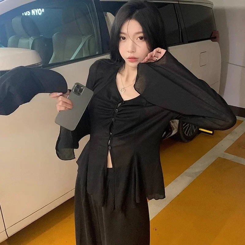 Sheer Flare Sleeve Blouse - Y2 - Women'S Fashion 评论和价格