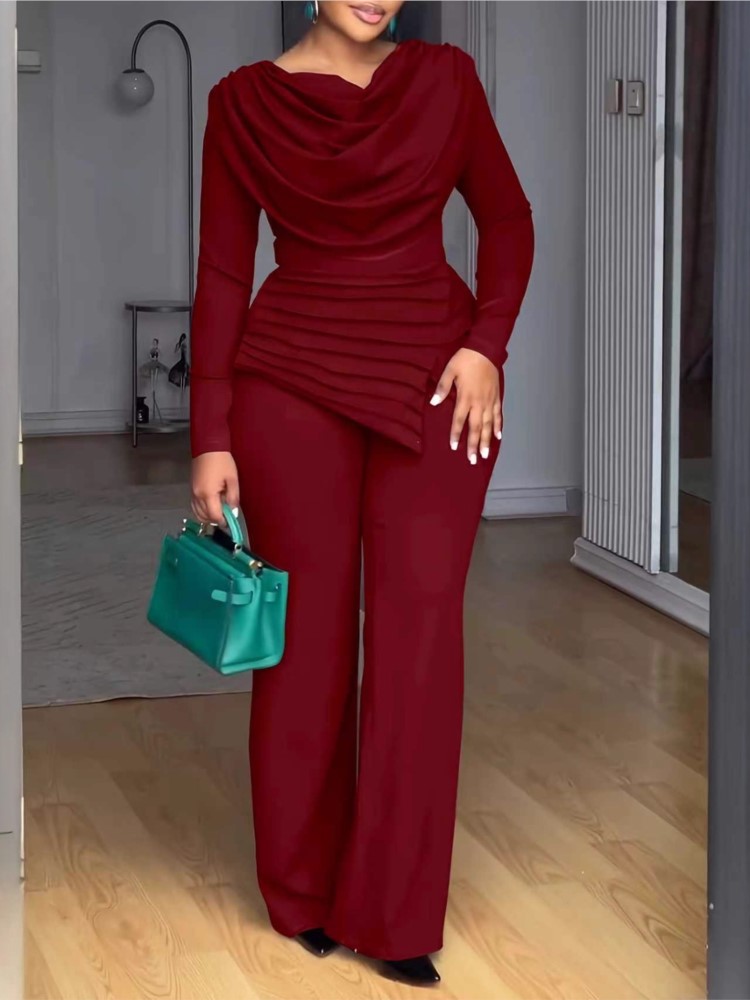 Fashion Solid Set For Women Ca - Wide Leg Palazzo Pants 评论和价格