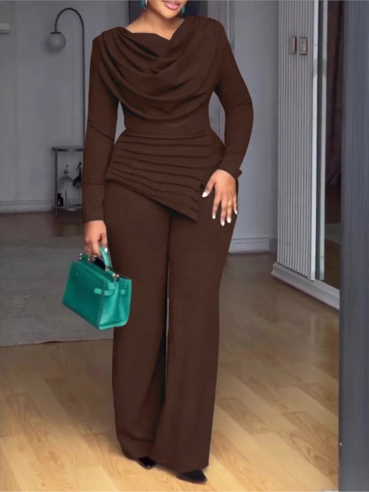 Fashion Solid Set For Women Ca - Wide Leg Palazzo Pants 评论和价格