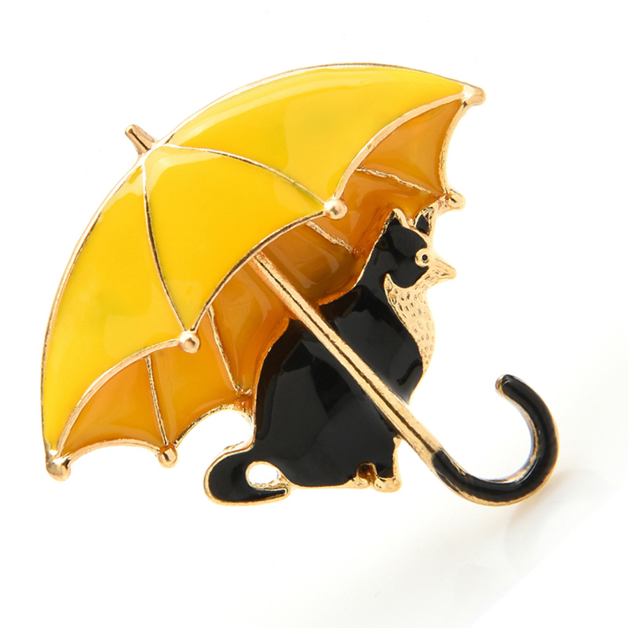 Cute Cat Under Umbrella Brooch - Women'S Fashion Umbrella 评论和价格