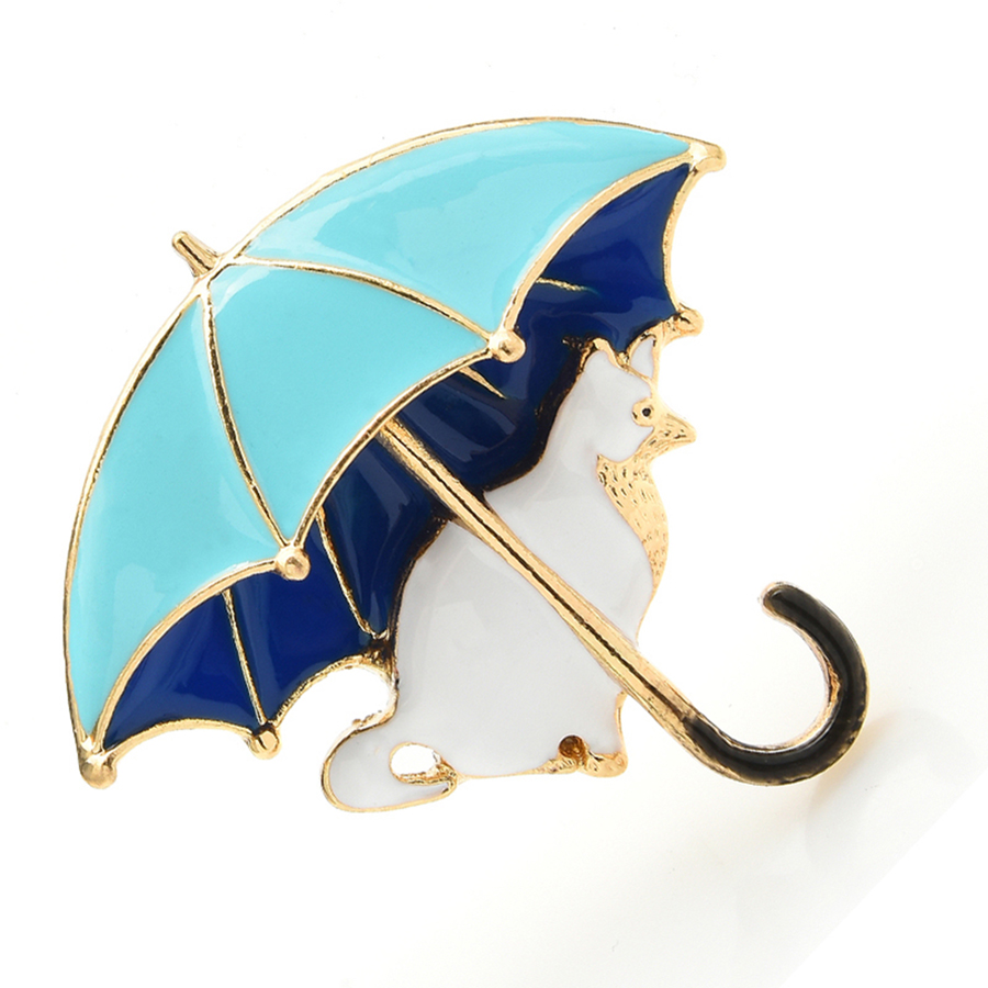 Cute Cat Under Umbrella Brooch - Women'S Fashion Umbrella 评论和价格