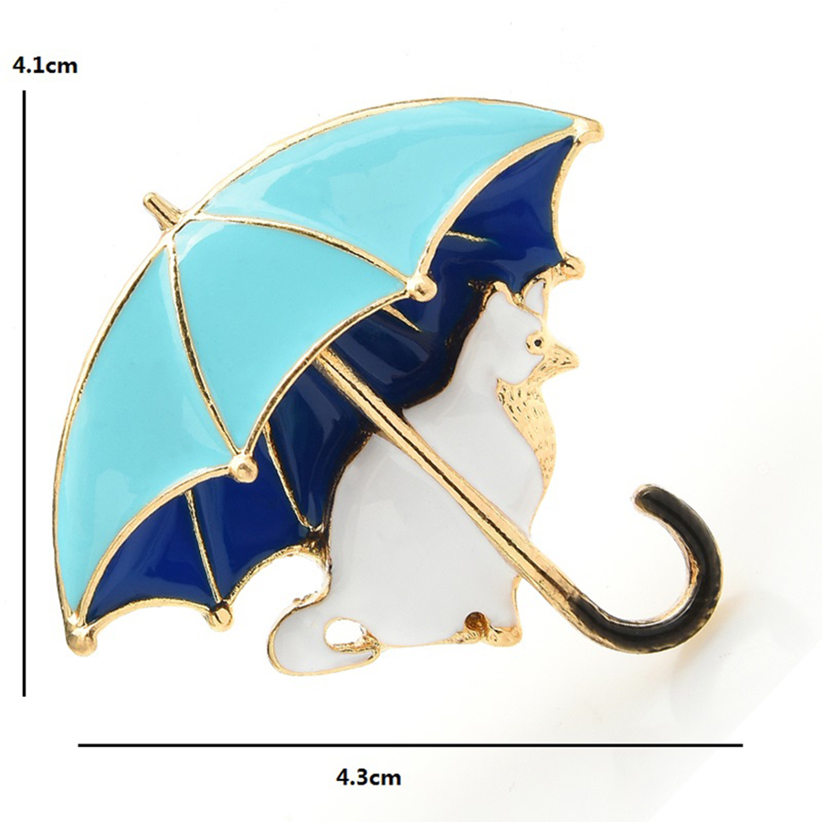 Cute Cat Under Umbrella Brooch - Women'S Fashion Umbrella 评论和价格