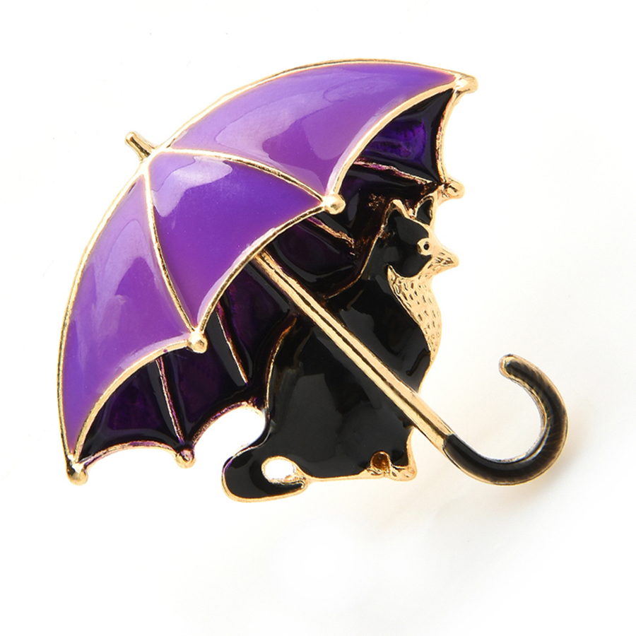 Cute Cat Under Umbrella Brooch - Women'S Fashion Umbrella 评论和价格