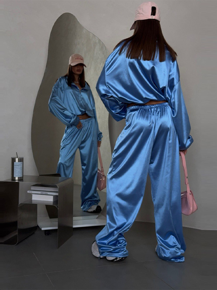2026 Spring Satin Embroidered  - Wide Leg Palazzo Pants 评论和价格