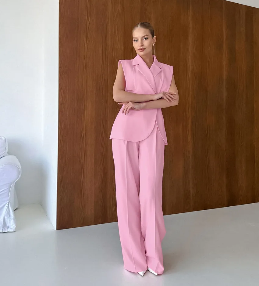 Pink Waistcoat Pants Suit Wome - Women'S Fashion 评论和价格