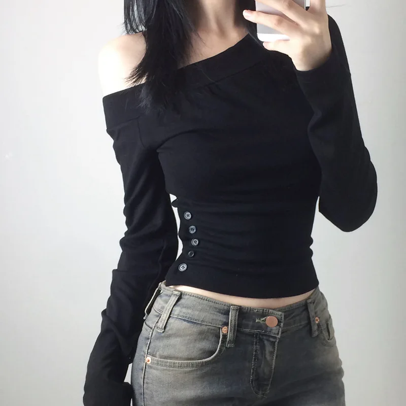 Y2K Vintage Pleated Button T-S - Women'S Fashion 评论和价格