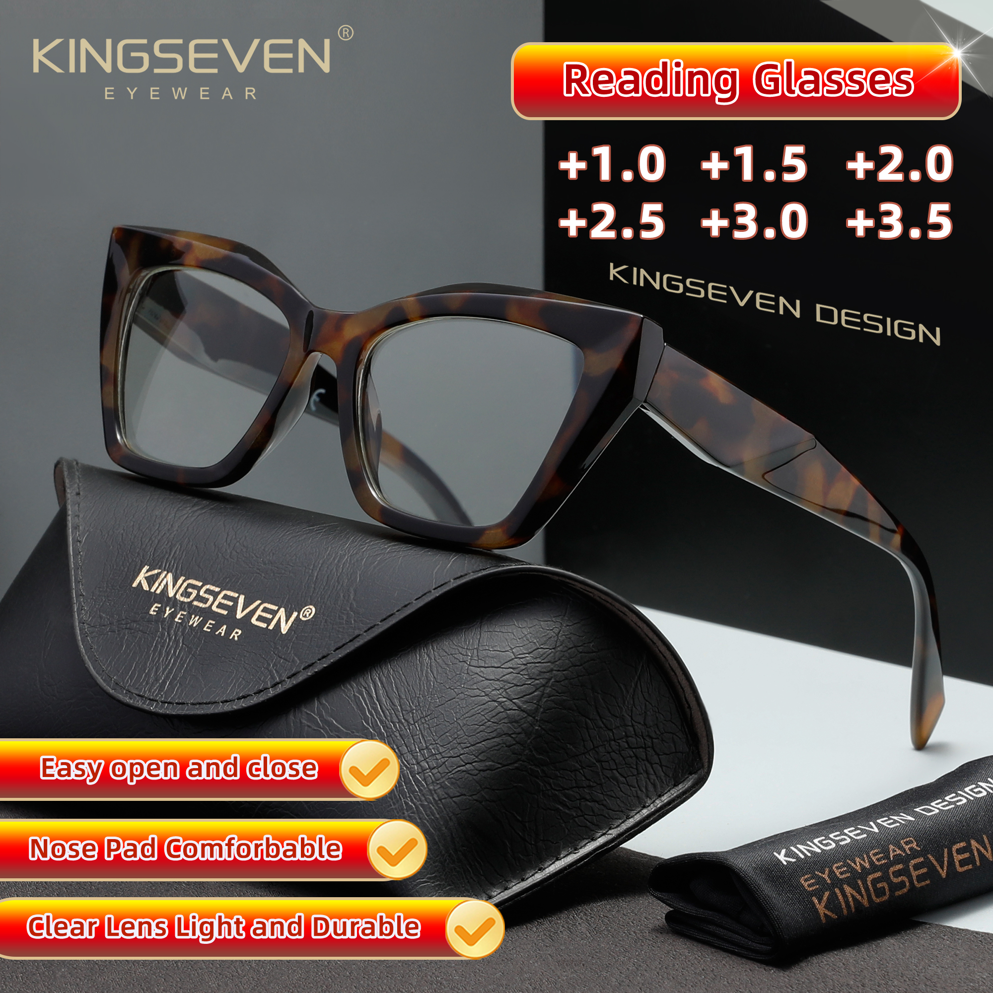 KINGSEVEN Trendy Women Reading - Women'S Fashion Glasses With Clear Lenses 评论和价格