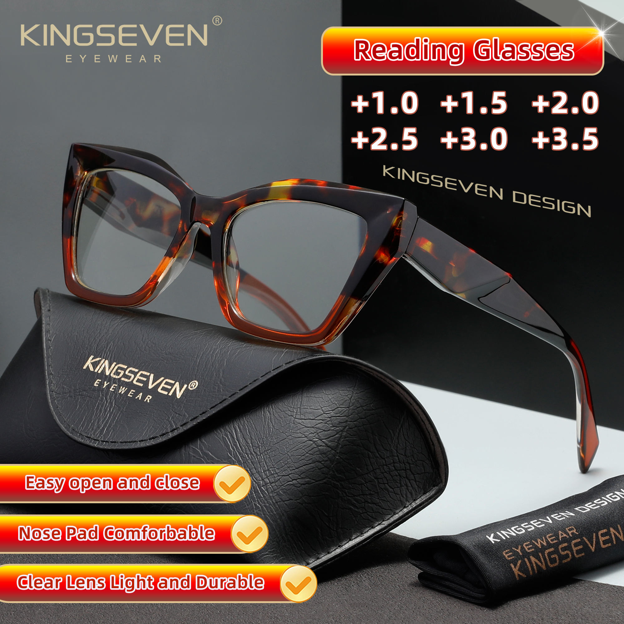 KINGSEVEN Trendy Women Reading - Women'S Fashion Glasses With Clear Lenses 评论和价格